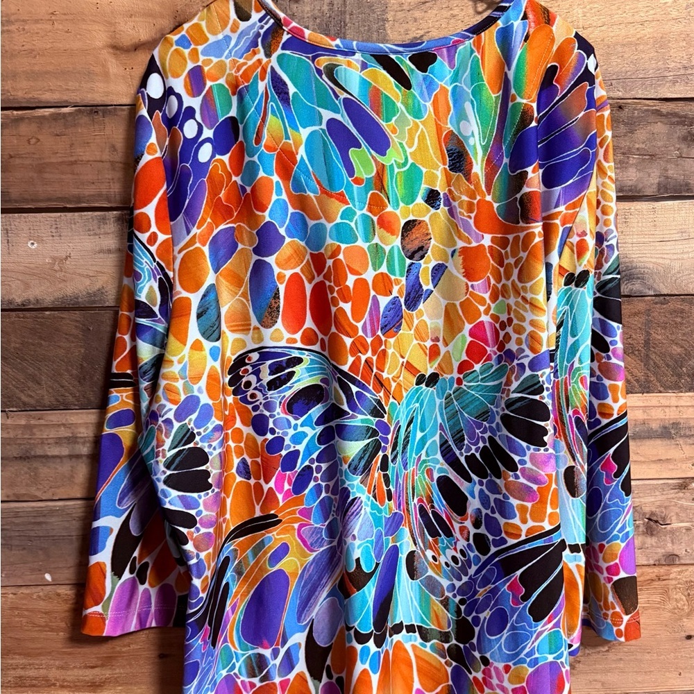 Serengeti Women's Colorful Butterfly Blouse - Picture 2 of 4